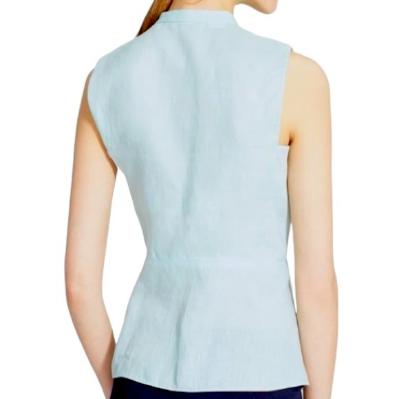 TORY BURCH Linen & Silk Button Down Sleeveless Peplum Style Top size 4 - Picture 2 of 14